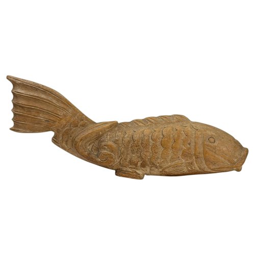 Late 19th Century Japanese Meiji Keyaki Wood Koi Carp Sculpture