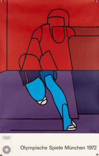 Munich Olympics Serigraph Poster by Valerio Adami, 1972 for sale
