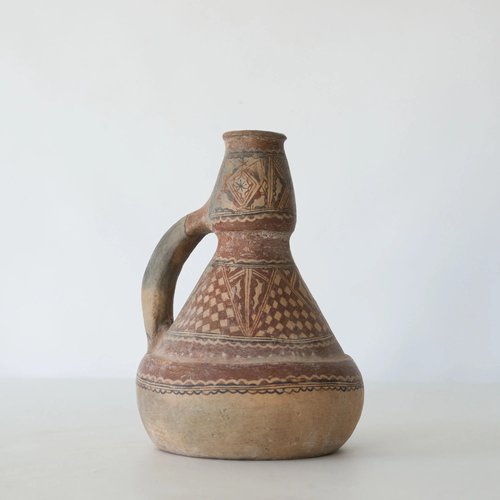 TunisiE　チュニジア　太鼓　アンティーク　オブジェ　インテリア Antique Aït Chenacha Berber Kabyle Terracotta Jug, 1800s for sale