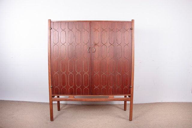 Swedish Napoli Highboard in Teak, Beech and Brass by David Rosén