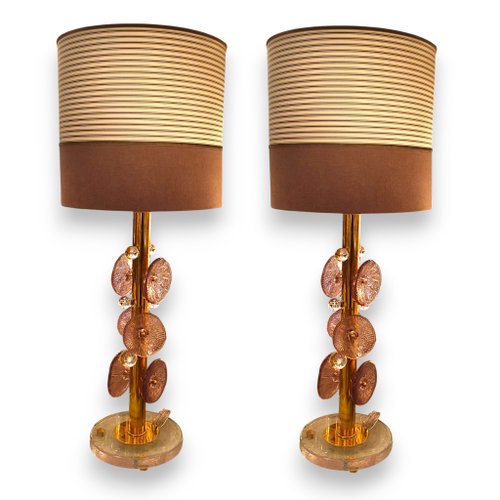 Lampen aus Muranoglas mit Scheiben und Kugeln, 1960er, 2er Set bei Pamono kaufen
