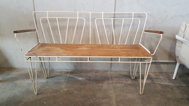 Vintage Metall Holz Gartenbank 1950er Bei Pamono Kaufen
