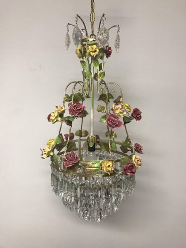 Vintage Italian Crystal Porcelain Flower Chandelier For At Pamono Vintage Italian Crystal Porcelain, Italian Porcelain Flower Chandelier