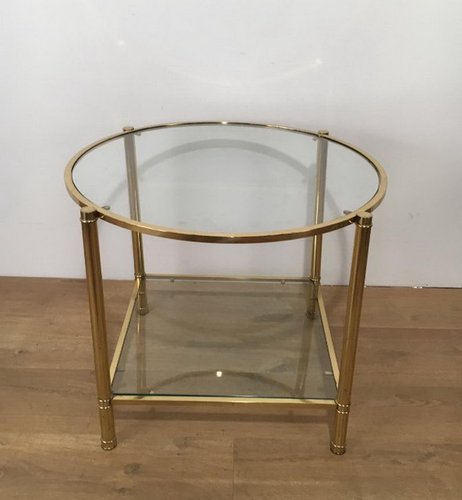 Round Brass Side Tables 1960s Set Of, Brass Round Table