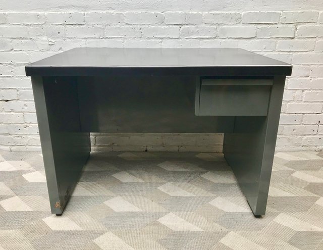 Vintage Industrial Metal Desk With Drawer 1970s