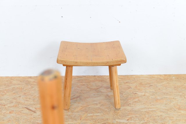 Vintage Solid Wood Stool for sale at Pamono
