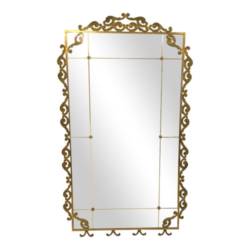 Specchio grande da terra in ottone, Italia in vendita su Pamono