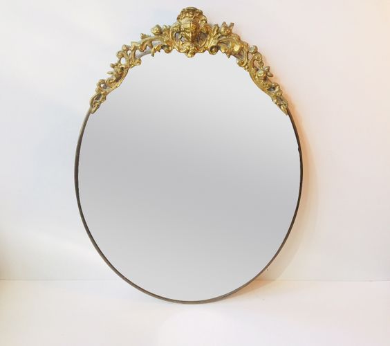 Antique Brass Oval Wall Mirror For At Pamono Antique Brass Oval Wall Mirror For