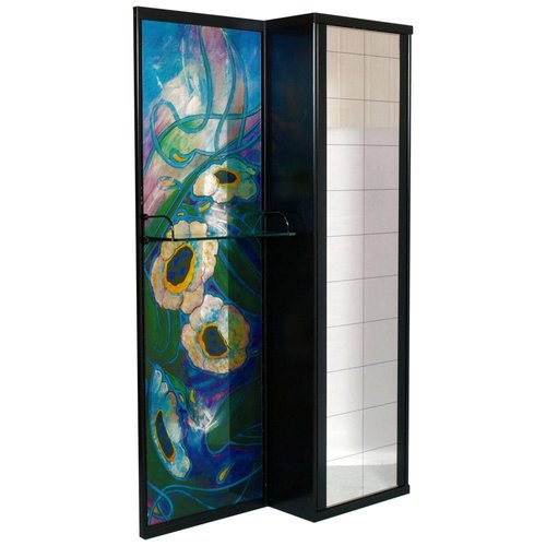 Black Lacquered Wardrobe With Floral Print From Astor Mobili