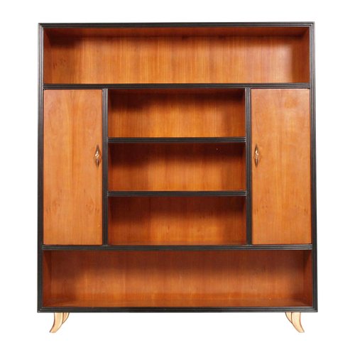 Guglielmo Urlich For Arca Mi 1940s, Cherry Wood Bookcase With Doors