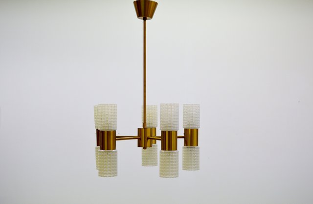 Fest Brass Glass Chandelier From Ikea 1960s For At Pamono - Ikea Stick On Ceiling Lights