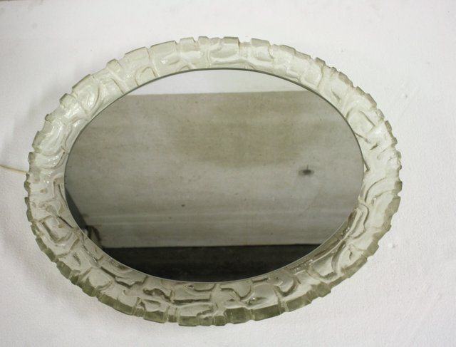 Vintage Illuminated Oval Mirror From Hofmann 1960s