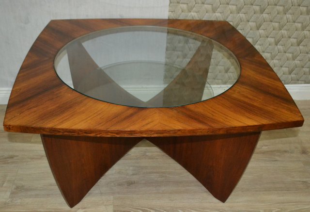 Glass Solid Wood Coffee Table 1960s, Solid Wood Retro Coffee Table