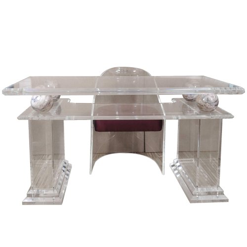 Lucite And Marble Writing Desk And Chair 1970s For Sale At Pamono