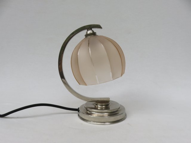 Vintage French Art Deco Bedside Table Lamps Set Of 2