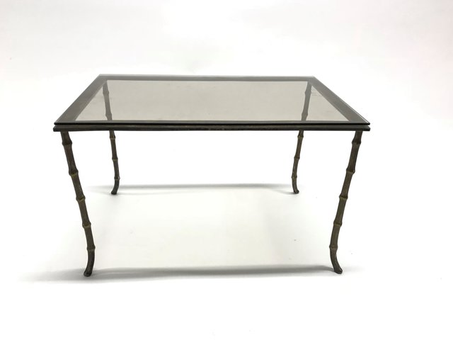 Vintage Faux Bamboo Side Table From Maison Baguès 1950s