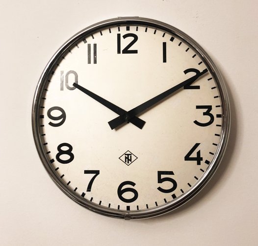 Grande Horloge Industrielle Métal Blanc – Style Gare Vintage – Déco Murale