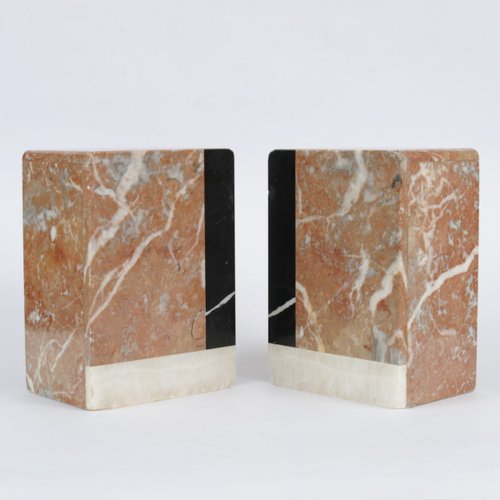 Rote Buchstützen aus Marmor, 1930er, 2er Set bei Pamono kaufen