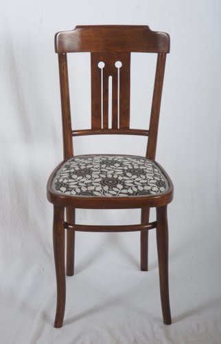 Jugendstil Esszimmerstuhl aus Bugholz mit Polsterung von Josef Hoffmann
