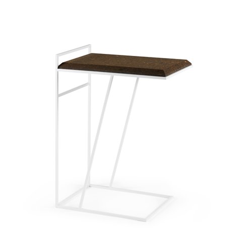 Mesa auxiliar Grão #3 de corcho oscuro con patas blancas de Mendes