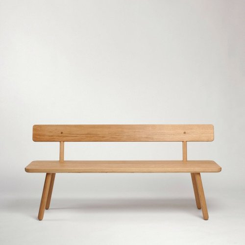 Small Oak Back Bench One By Another, Small Outdoor Bench With Back