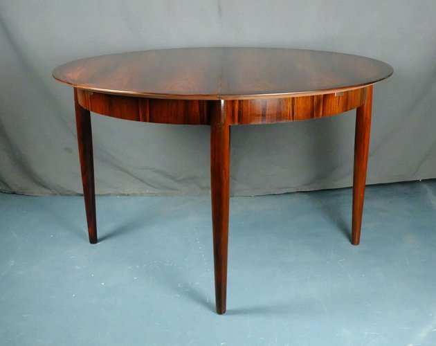 Mesa de comedor extensible redonda de palisandro de Lübke, años 60 ... Mesa de comedor extensible redonda de palisandro de Lübke, años 60 ...