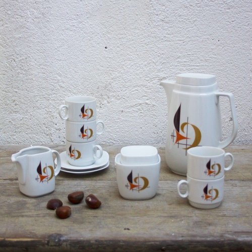 Vintage Bavarian Coffee Set from Schirnding Bavaria, 1950s, Set of