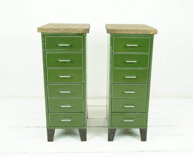 Vintage Green Factory Metal Cabinet From Kovona For Sale At Pamono