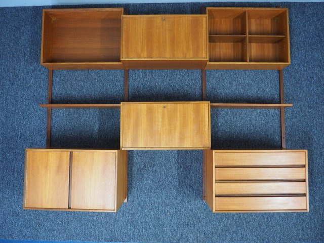 Mid Century Danish Royal System Teak Wall Unit By Poul Cadovius For Cado 1960s