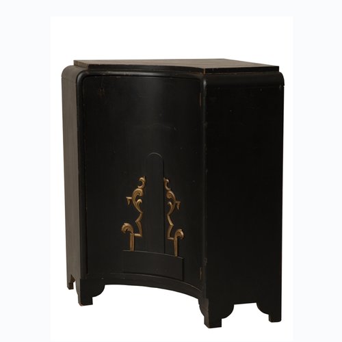 Vintage Hungarian Black Corner Cabinet By Lajos Ludwig Kozma