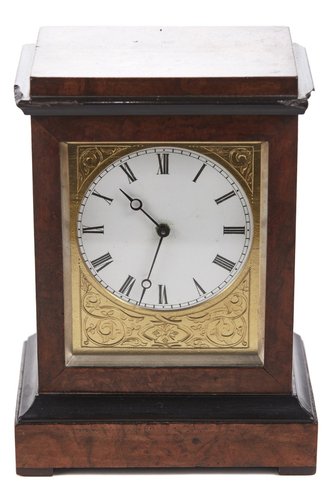 Antique Burr Walnut Ebonised Cased Desk Clock From Baldwin For