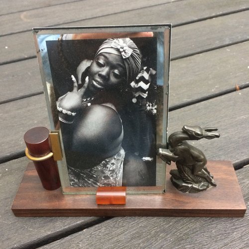 Petit Cadre Photo Art Deco Vintage En Bois En Bakelite Et En Laiton En Vente Sur Pamono