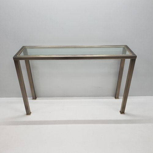 Vintage Industrial Brushed Steel Gilt Console Table From Belgo Chrom 1980s For Sale At Pamono