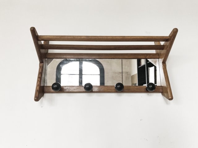 Mid Century Wall Coat Rack With Mirror By Guillerme Et Chambron