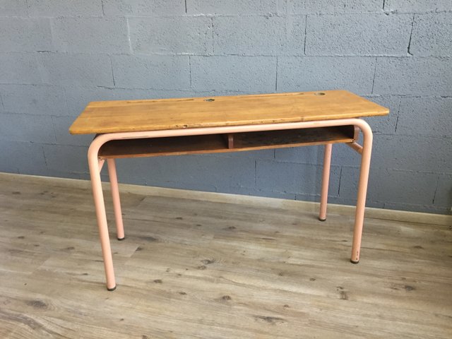 Vintage Wood Metal School Desk 1970s For At Pamono