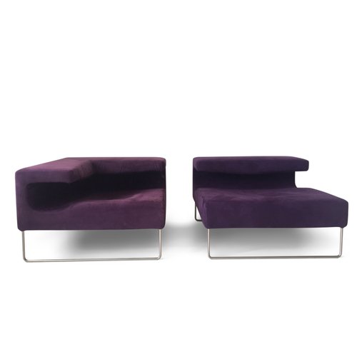 Minimalist Purple Suede Lounge Chairs by Patricia Urquiola for Moroso,  2002, Set of 2 for sale at Pamono
