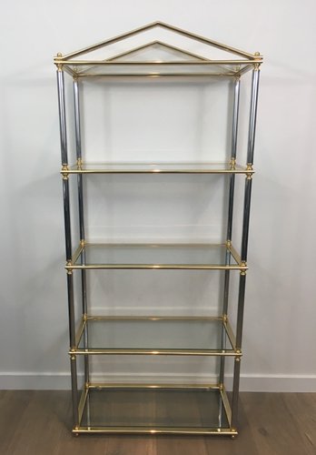 Silver and Gold Glass Shelves, 1970s for sale at Pamono