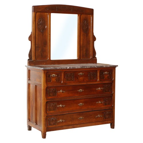 Dresser with marble top and mirror outlet