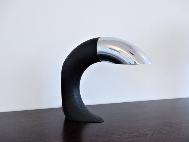 Vintage Black Metal And Chrome Table Lamp