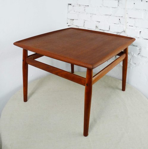 Vintage Teak Coffee Table With Raised, Mid Century Coffee And End Table Set