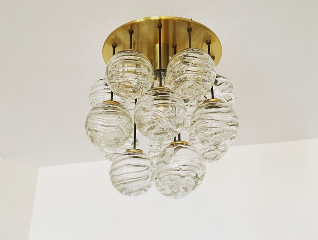 Golden Bubble Glass Ceiling Lamp From Doria Leuchten 1960s