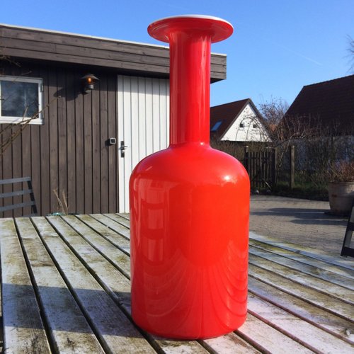 Orange Glass Floor Vase By Otto Brauer For Holmegaard 1960s For