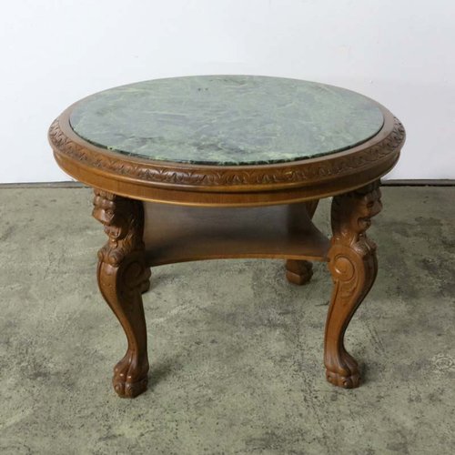 Vintage Coffee Table With Marble Top, Antique Round Marble Top Coffee Table