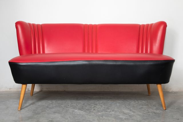 Vintage Black Red Tail Sofa 1950s