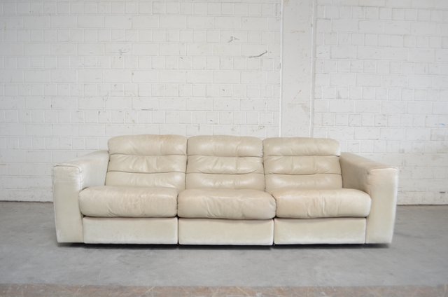 Vintage Ds105 Ecru White Leather Sofa, Leather White Couch