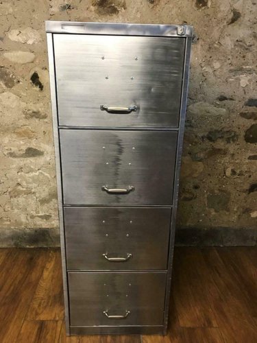 Vintage Industrial Stripped Metal Filing Cabinet 1970s For Sale
