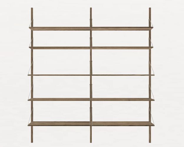 Dunkles Shelf Library Double Section von Kim Richardt für Dunkles Regal mit schwarzen Bügeln von Kim Richardt für