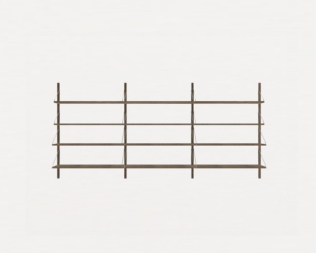 Dunkles Shelf Library Triple Section von Kim Richardt für Dunkles Regal mit schwarzen Bügeln von Kim Richardt für