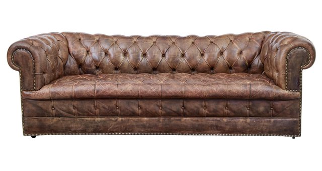 Vintage Leather Chesterfield Sofas Set, Vintage Leather Sofa Second Hand