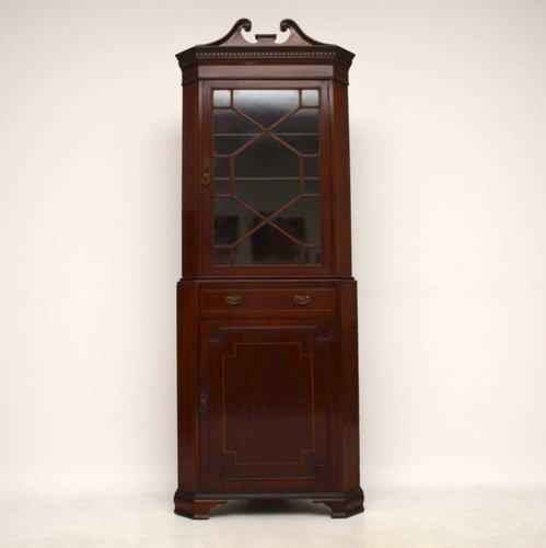 Antique Edwardian Inlaid Mahogany Corner Cabinet For Sale At Pamono